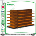 Supermarket Gondola Display Shelves with Wood Shelf